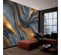 Photo Wallpaper Mural 200 x 140 cm Abstract Marble Gold Foil Texture Non-Woven Premium Art Print Fleece Wall Mural Decoration Poster Picture Design Modern for Bedroom Living Room, Grey
