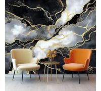 Photo Wallpaper Mural 200 x 140 cm (W x H) - Abstract Luxury Marbled Non-Woven Art Print Murals, Black White Interior Decor Wallpaper for Bedroom Living Room TV Backdrop Home