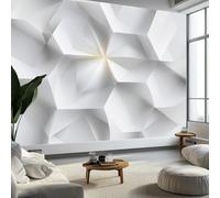Photo Wallpaper Mural 350 x 256 cm 3D Geometric Patterns, Non-Woven Light Color Art Mural, Photo Decor for Living Room Bedroom Office and Kids' Room - Easy to Install