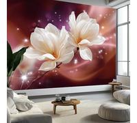Photo Wallpaper Mural 350 x 256 cm Fantasy Plants Flowers Elegance, Non-Woven Pink Art Mural, Photo Decor for Living Room Bedroom Office and Kids' Room - Easy to Install