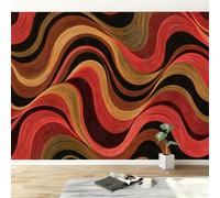 Photo Wallpaper Mural 400 x 280 cm Abstract Wave Curve Non-Woven Premium Art Print Fleece Wall Mural Decoration Poster Picture Design Modern for Bedroom Living Room, Red