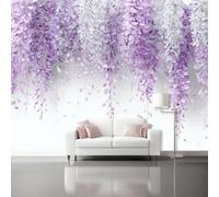 Photo Wallpaper Mural - Flowers Wisteria Non-Woven Art Print Murals 150 x 105 cm (W x H), Purple Interior Decor Wallpaper for Bedroom Living Room TV Backdrop Home