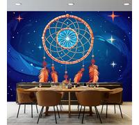 Photo Wallpaper Murals Blue - Cartoon Starry Sky Dreamcatcher Pattern Panoramic Poster Wallpaper, 250 x 175 cm Large Wear Resistant Mural & Room Decor for Bedroom Living Room Classroom
