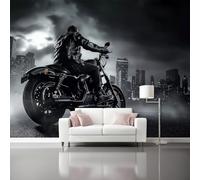 Photo Wallpaper Murals, Modern Style City Motorcycle Theme Panorama Wallpapers Decoration, 98.4" x 68.8" Large Wall Art Dark Gray Wallpaper Murals for Living Room Bedroom Children's Room