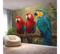 Photo Wallpaper Murals Natural Rainforest Parrot Non-Woven Wallpaper, Colorful Wall Paper Roll for Living Room Bedroom Adults Teenager Feature Wall Home Decoration, 118" x 83"/300 x 210 cm(WxH)