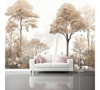 Photo Wallpaper Murals, Retro Forest Plants Theme Panorama Wallpapers Decoration, 78.7" x 55.1" Large Wall Art Light Brown Wallpaper Murals for Living Room Bedroom Children's Room