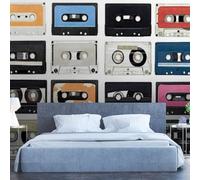 Photo Wallpaper Music 3D Effect Vintage Cassette Wall Mural Decoration Poster Picture Modern Design 350x256 cm Murals Wall Art for Living Room Bedroom Kitchen a-6997