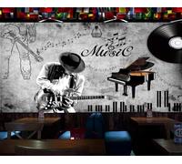 Photo Wallpaper Music Guitar 3D Effect Rock and Roll Wall Mural Decoration Poster Picture Modern Design 350x256 cm Murals Wall Art for Living Room Bedroom Kitchen a-3397