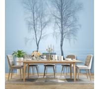 Photo Wallpaper Natural Minimalist Dead Trees Fog Pattern Wall Mural, Light Gray Art Print Non-Woven Wallpaper Mural for Living Room Bedroom, 250 x 175 cm Large Murals Wall Decor