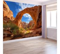 Photo Wallpaper Natural Scenery 200 X 140 Cm Non-Woven Rainbow Bridge Arch Mural Decoration Poster Picture Design for Room Sofa Tv Background Self-Adhesive, DIY Wallpaper Decorate Multicolor