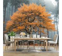 Photo Wallpaper Nature Forest Fall Trees Pattern Wall Mural, Grey Art Print Non-Woven Wallpaper Mural for Living Room Bedroom, 300 x 210 cm Large Murals Wall Decor