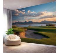 Photo Wallpaper Nature Mountains Lakes Wall Murals Wallpaper, Green Decor Wall Mural for Living Room Bedroom Children's Room Home Decoration, 300 x 210 cm