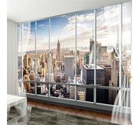 Photo Wallpaper New York City 3D Effect Modern City Architecture Wall Mural Decoration Poster Picture Modern Design 350x256 cm Murals Wall Art for Living Room Bedroom Kitchen a-6573