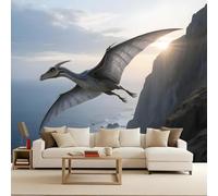 Photo Wallpaper Non-Woven 100x70 cm Dinosaurs Volcano Jurassic Animal 3D Effects Matte Poster Wall Paper Covering Mural Decoration Home Decor Suitable for Living Room Bedroom Children's Room Office
