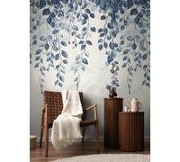 Photo wallpaper non-woven leaves plaster look cream blue 79144-5 (6,28£/1qm)