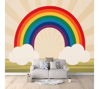 Photo Wallpaper Non-Woven Linear Rainbow, 3D Gothic Wallpaper Abstract Geometric Bedroom Feature Wall No Mess No Fuss Instant Room Makeover Durable & Tear-Resistant 500X280Cm