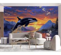 Photo Wallpaper Ocean Orca Whale Non-Woven Matt Paste the Wall Mural