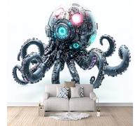 Photo Wallpaper Octopus 250x175 cm 3D Mechanical Creative Wall Mural Non-Woven Fabric no Adhesive Backing Mural Wallpaper Easy to Install Clean for Dining Room Interiors Poster Bedroom Accessories