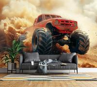Photo Wallpaper Off-Road Monster Truck Non-Woven Matt Paste the Wall Mural | Wipeable Panoramic Mural Wallpaper Racing Extreme Sports Waterproof Wall Art 300x210 cm for Living Room Bedroom Kid Room J220
