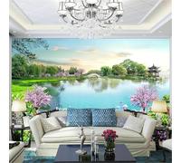 Photo Wallpaper Park Landscape 3D Effect Flowers and Plants on Lake Wall Mural Decoration Poster Picture Modern Design 400x280 cm Murals Wall Art for Living Room Bedroom Kitchen a-3774