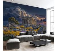 Photo Wallpaper Parthenon On an Ancient Greek Island 150 X 105 Cm 3D Wall Mural Non-Woven Classical Realism Wall Mural Photo Wallpaper Decoration Poster for Living Room Kids Bedroom, Dark Blue