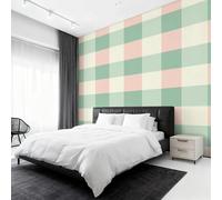 Photo Wallpaper Pastel Gingham Decorative - Geometric Plaid Buffalo Check Wallpaper for Living Room Bedroom, Non-Woven Wall Mural TV Background Decor, 500x350 cm saf-1