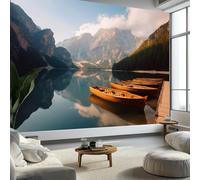 Photo Wallpaper Pastoral Braies Lake Landscape 350 x 256 cm Mural Large TV Background - Multicolor Non-Woven 3D Murals for Living Room Bedroom Decoration Poster Wall Covering