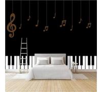 Photo Wallpaper Piano Keys Musical Notes Wall Mural 3D Wall Mural Decoration Poster Music Art Premium Non-Woven Wallpaper Wall Art for Living Room Bedroom Children's Room Office W250xH175 24f239