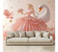 Photo Wallpaper Pink Blonde Princess Swan Non-Woven Art Print Wall Mural Decoration Poster Picture Design Modern 3D Effect, for Cafe Restaurant Theme Hotel 350 (W) x 256 (H) cm