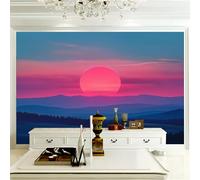 Photo Wallpaper Pink Sunset 450 x 280 cm - Blue Sky Non-Woven Murals Wall Art Fleece Modern Print Home Decoration Design Picture Abstract Bedroom Living Room