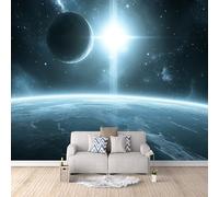Photo Wallpaper Planet Universe 150x105 cm 3D Printed Galaxy Wall Paper Non-Woven Fabric No Adhesive Backing Mural Wall Easy to Install Clean for Dining Room Interiors Poster Bedroom Accessories
