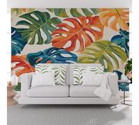Photo Wallpaper Plants Palm Leaves Colorful 150x105cm(W x H) - Non-Woven Premium Print Plant Banana Leaf Wall Mural Decoration Poster Picture Design Modern Mural Wallpaper Waterproof