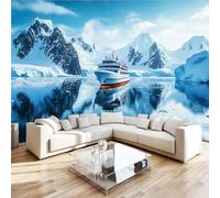 Photo Wallpaper Polar Regions Snow-Capped Mountains Ships Wall Mural 3D Wall Mural Decoration Poster Premium Non-Woven Wallpaper Wall Art for Living Room Bedroom Children's Room Office W350xH256 9yf3