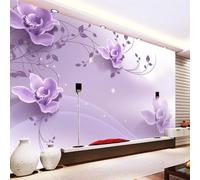 Photo Wallpaper Purple Flower 3D Effect Plant Abstract Wall Mural Decoration Poster Picture Modern Design 200x140 cm Murals Wall Art for Living Room Bedroom Kitchen a-3290