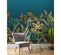 Photo Wallpaper Rasch Leaves Tropical brown blue 485776 (15,41£/1qm)