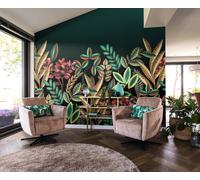 Photo Wallpaper Rasch Leaves Tropical green dark grey brown 485783 (15,41£/1qm)