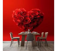 Photo Wallpaper Red Heart Roses 200x140 cm 3D Non-Woven Wall Mural, Moderne Living Room Bedroom Large Poster Wallpaper, Home Decor Art Mural