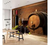 Photo Wallpaper Red Wine Grape Wine Non-Woven Wall Mural 3D Wine Cellar Wine Barrels Mural Wallpaper for Living Room Bedroom Kids Room Office TV Background Home Decor 450x315 cm H1150