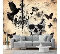 Photo Wallpaper Retro Style 500 x 280 cm (W x H) - Premium Non-Woven 3D Print Kids Bedroom Home Poster Decoration Poster Picture Design - Skull Crow Butterfly