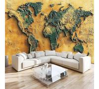 Photo Wallpaper Retro World Map Wall Mural 3D Wall Mural Decoration Poster Premium Non-Woven Wallpaper Wall Art for Living Room Bedroom Children's Room Office W366xH254cm 1yf125