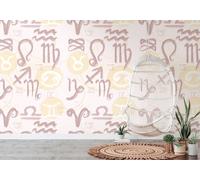Photo Wallpaper Roman Zodiac Symbols Circles Pink Yellow 39199-1 (5,66£/1qm)