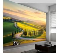 Photo Wallpaper Rural Fields 3D Effect Road Scene Wall Mural Decoration Poster Picture Modern Design 350x256 cm Murals Wall Art for Living Room Bedroom Kitchen a-5549