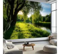 Photo Wallpaper Rural Photography Wall Murals for Bedrooms 500 x 280 cm, Non-Woven Fabric River Forest Sunlight Wallpaper Living Room Office Corridor Decoration Murals Modern Wall Decoration