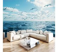 Photo Wallpaper Seagulls Ocean Sky Wall Mural 3D Wall Mural Decoration Poster Premium Non-Woven Wallpaper Wall Art for Living Room Bedroom Children's Room Office W500xH280cm 2yf148