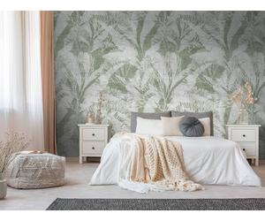 Photo wallpaper shadow leaf pattern textile look green white 39885-1 (5,23£/1qm)