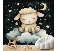 Photo Wallpaper Sheep On Cloud Lamb Moon Stars Non-Woven Modern Living Room Bedroom Children's Room Wall Decoration Motif Wallpaper,300cmx210cm Wall Sticker - Background Wall - Painting - Poster