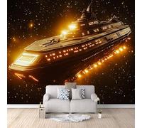 Photo Wallpaper Spaceship Galaxy 400x280 cm 3D Printed Galaxy Wall Paper Non-Woven Fabric No Adhesive Backing Mural Wall Easy to Install Clean for Dining Room Interiors Poster Bedroom Accessories