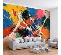 Photo Wallpaper Splashing Color Dots Paint Marks Non-Woven Art Print | Modern Abstract Graffiti Wall Mural 150 x 105 cm Kids Room Bedroom Living Room TV Background Wall Decor