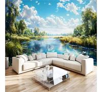 Photo Wallpaper Springtime Natural Lake View Wall Mural 3D Wall Mural Decoration Poster Premium Non-Woven Wallpaper Wall Art for Living Room Bedroom Children's Room Office W200xH140 6yf266