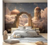 Photo Wallpaper Starry Sky Architecture Heavenly Gate 300 x 210cm - Non-Woven Art Print Wall Mural Decor Poster Picture - Dreamy Wallpaper for Living Room Bedroom Corridor Home Office
